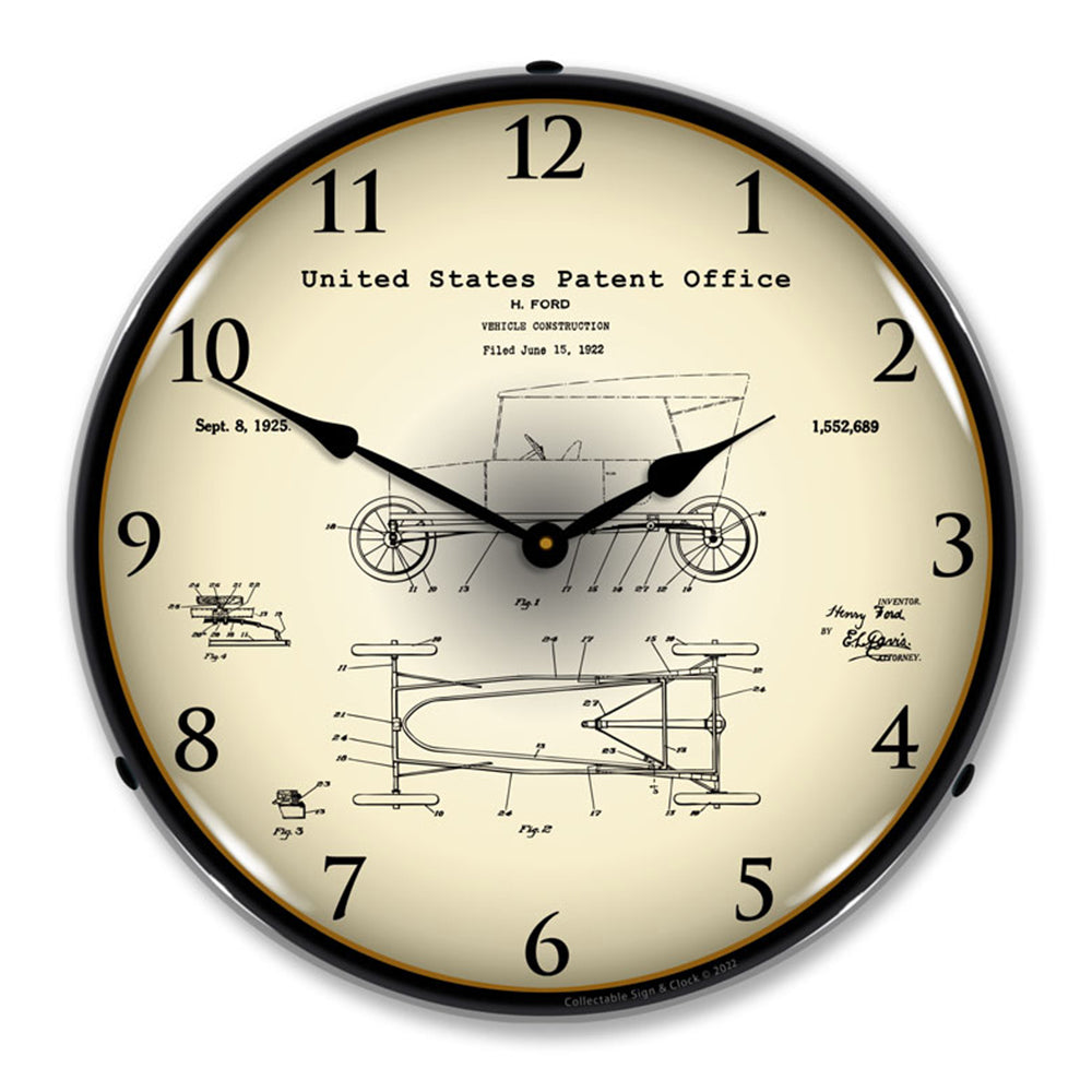 1922 Henry Ford Vehicle Construction Patent 14" LED Wall Clock