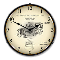 1946 Willys Jeep Station Wagon Patent 14" LED Wall Clock