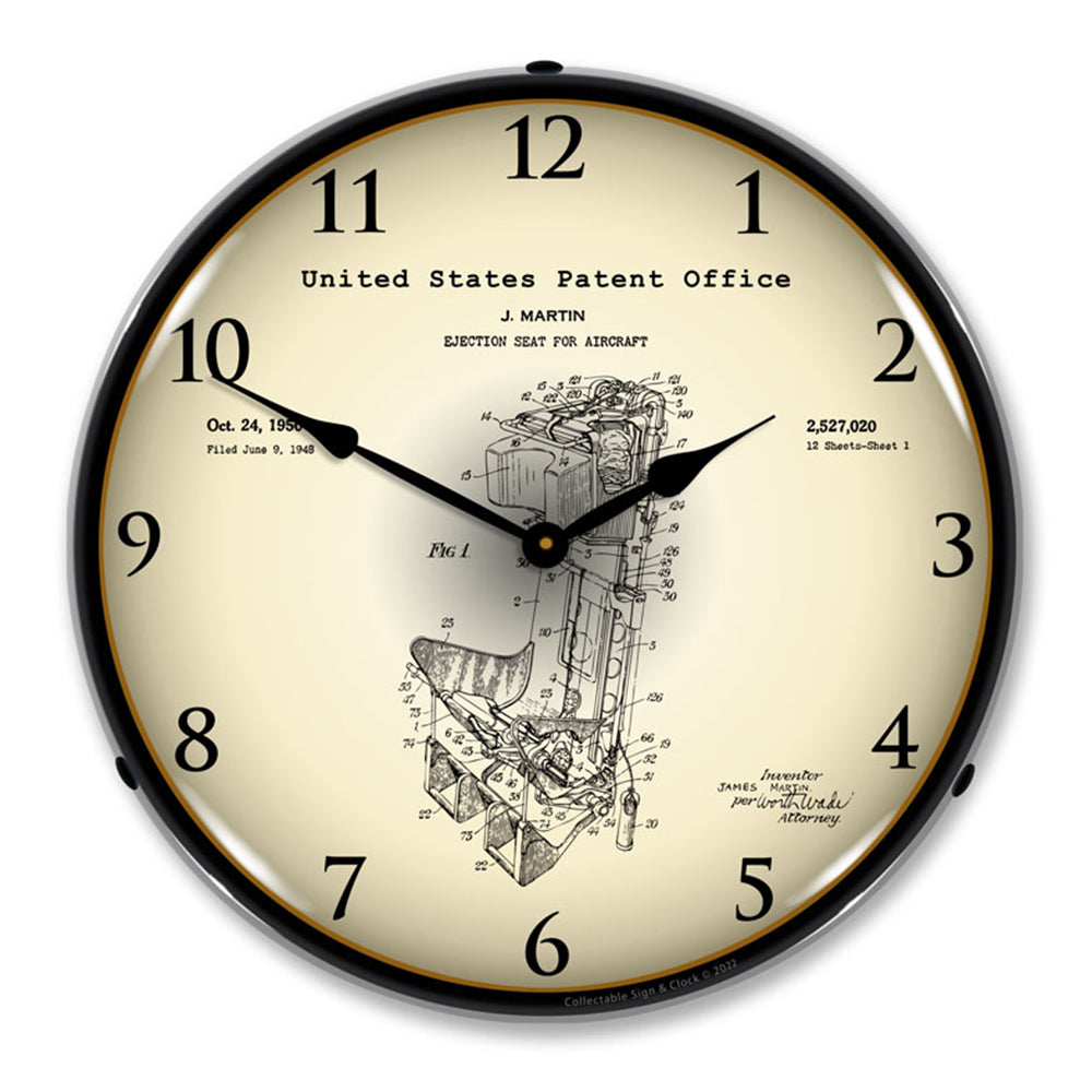 1948 Martin Aircraft Ejection Seat Patent 14" LED Wall Clock
