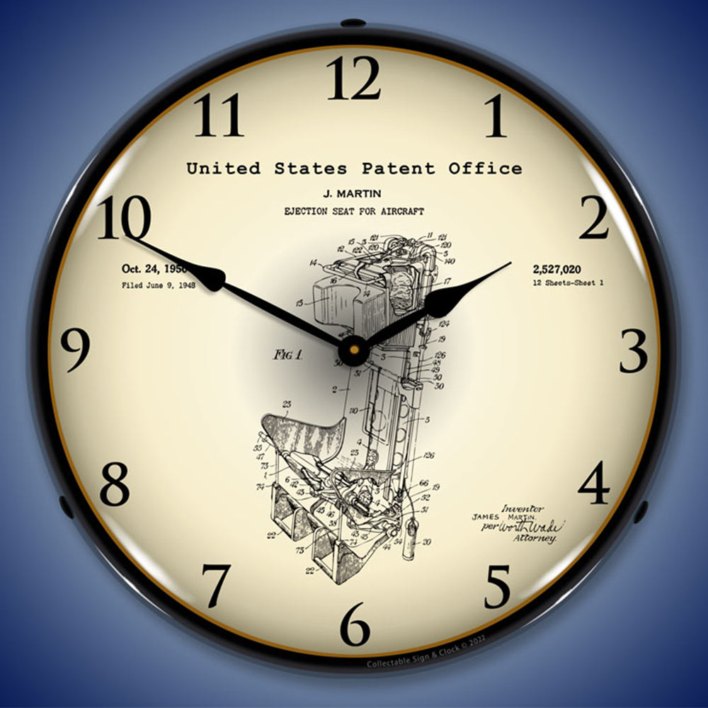 1948 Martin Aircraft Ejection Seat Patent 14" LED Wall Clock