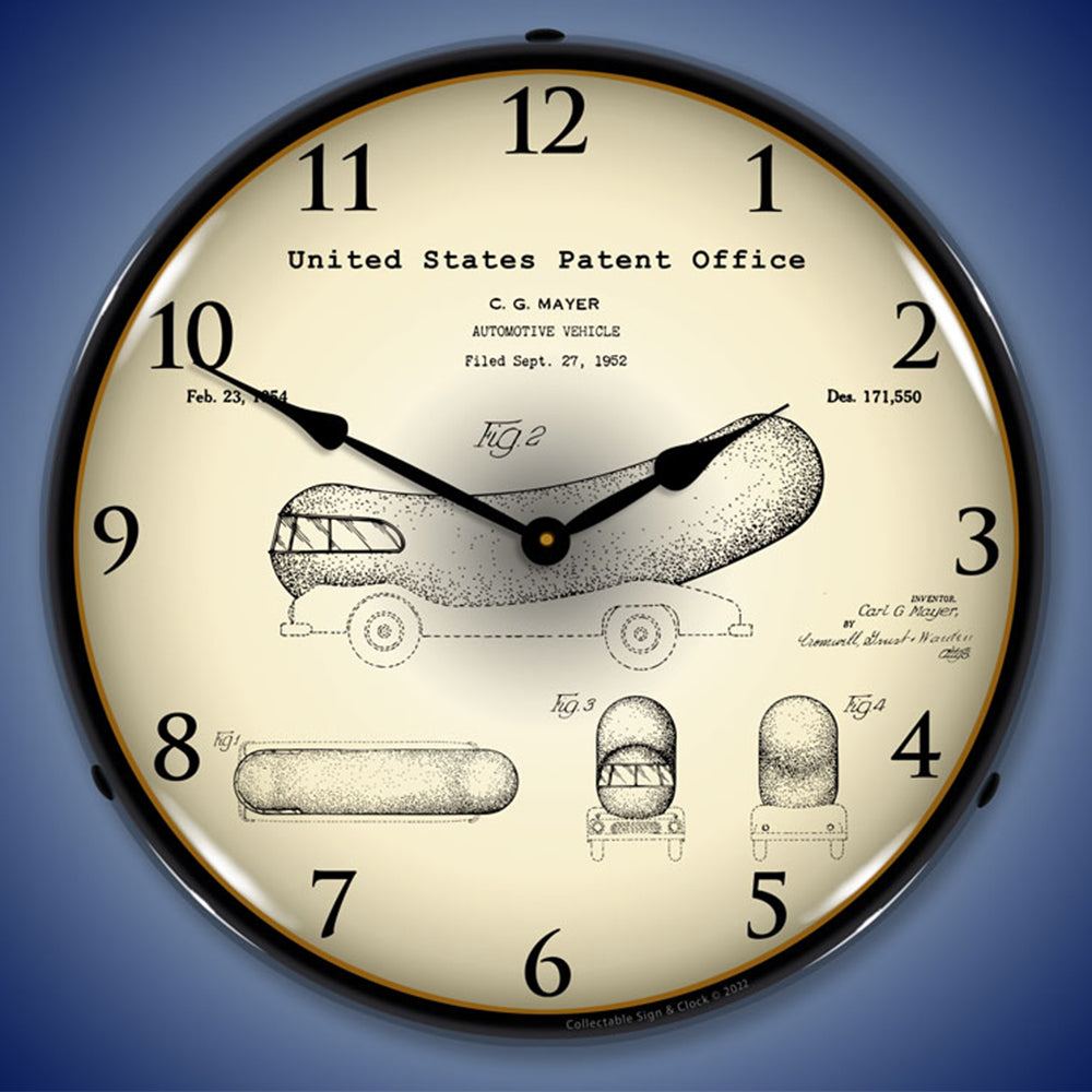 1952 Oscar Mayer Wienermobile Patent 14" LED Wall Clock