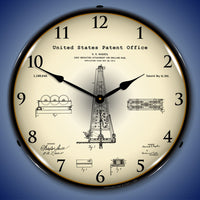 1916 Howard Hughes Oil Drilling Rig Patent 14" LED Wall Clock