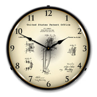 1917 Harley Davidson Springer Front Fork Patent 14" LED Wall Clock