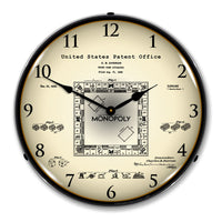 1935 Monopoly Game Patent 14" LED Wall Clock