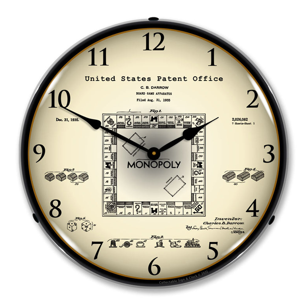 1935 Monopoly Game Patent 14" LED Wall Clock