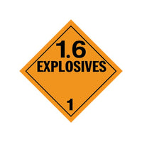 JJ Keller Division 1.6 Explosives Placard - Worded