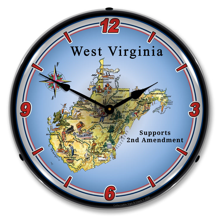 West Virginia Supports the 2nd Amendment 14" LED Wall Clock