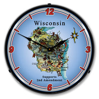 Wisconsin Supports the 2nd Amendment 14" LED Wall Clock