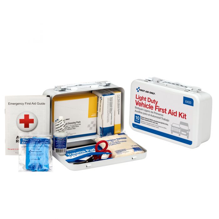 First Aid Only 10 Person Vehicle First Aid Kit, Weatherproof Steel Case, Custom Logo