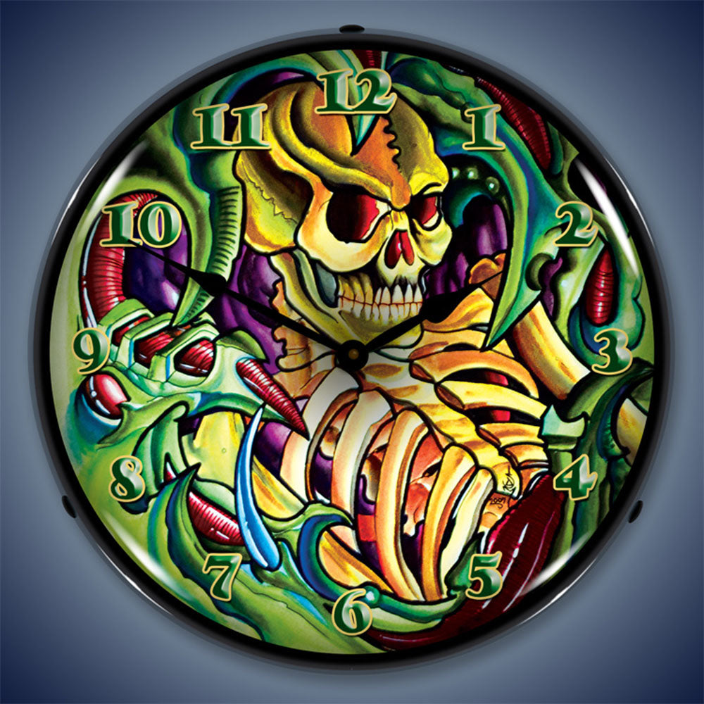 Tattoo Skull 14" LED Wall Clock
