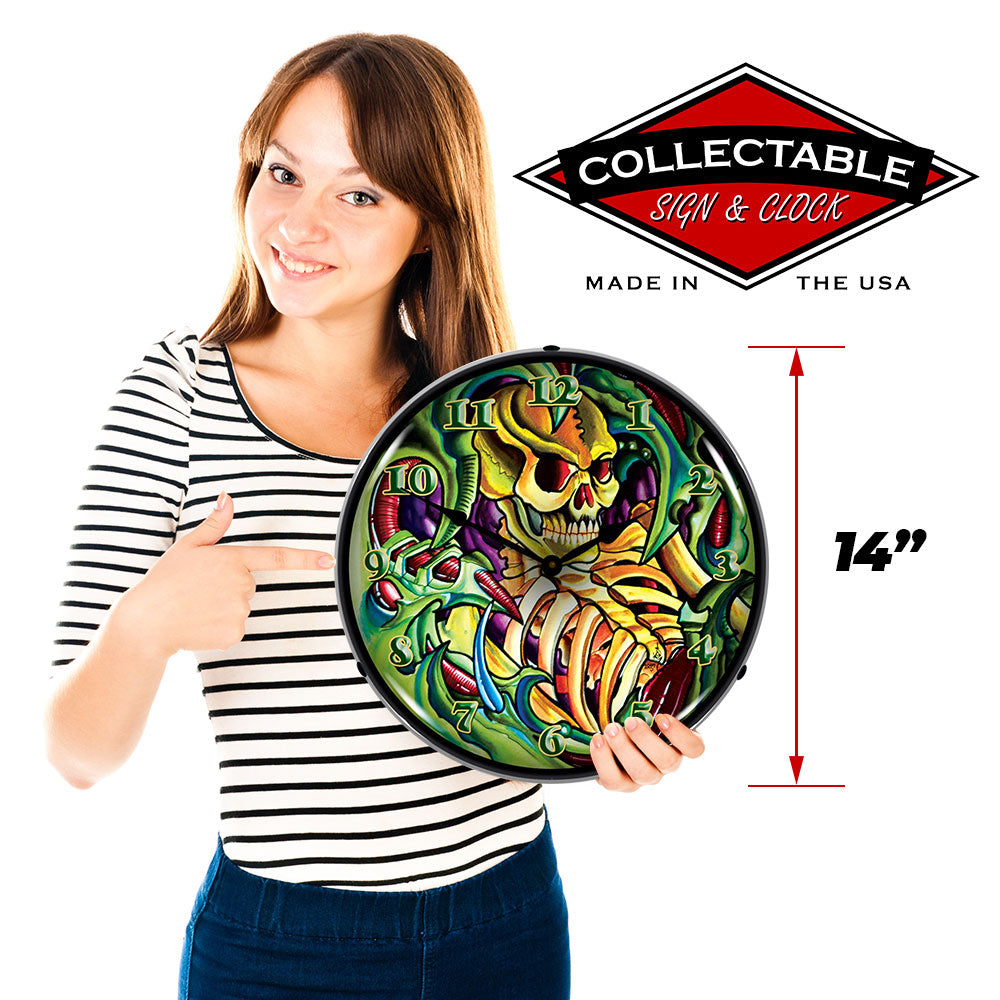 Tattoo Skull 14" LED Wall Clock