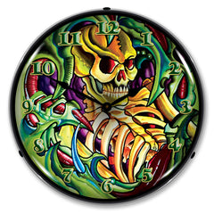 Tattoo Skull 14" LED Wall Clock