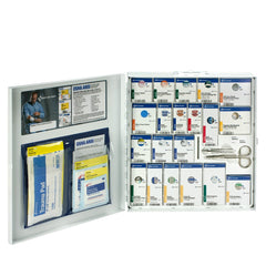First Aid Only 50 Person Large Metal Smart Compliance First Aid Cabinet With Medications and Custom Logo