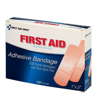 First Aid Only 1" x 3" Plastic Bandages, 100 Per Box