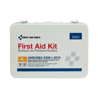 First Aid Only 25 Person Bulk Metal First Aid Kit, ANSI Compliant, Custom Logo
