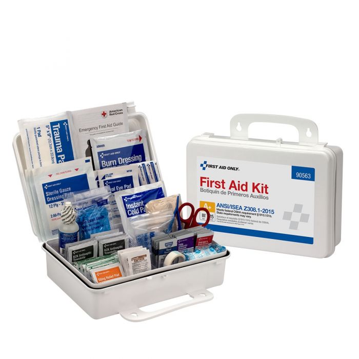 First Aid Only 25 Person Bulk Plastic First Aid Kit, ANSI Compliant, Custom Logo