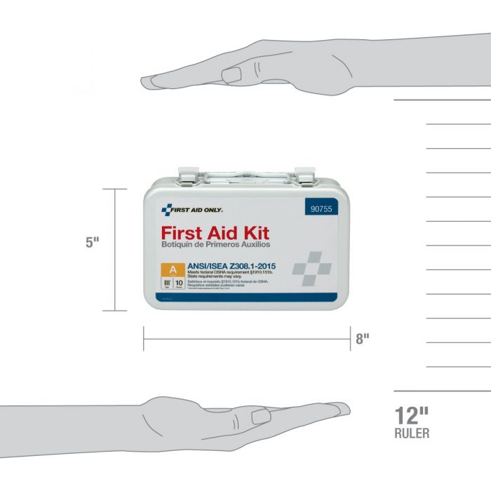 First Aid Only 10 Person Bulk Metal First Aid Kit, ANSI Compliant, Custom Logo