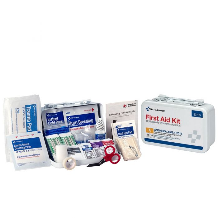 First Aid Only 10 Person Bulk Metal First Aid Kit, ANSI Compliant, Custom Logo