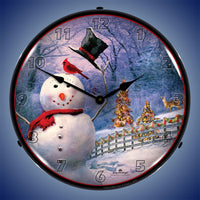 Snowman Greetings 14" LED Wall Clock