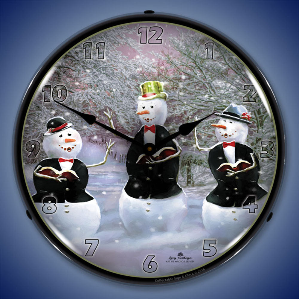 Snowman Caroling 14" LED Wall Clock