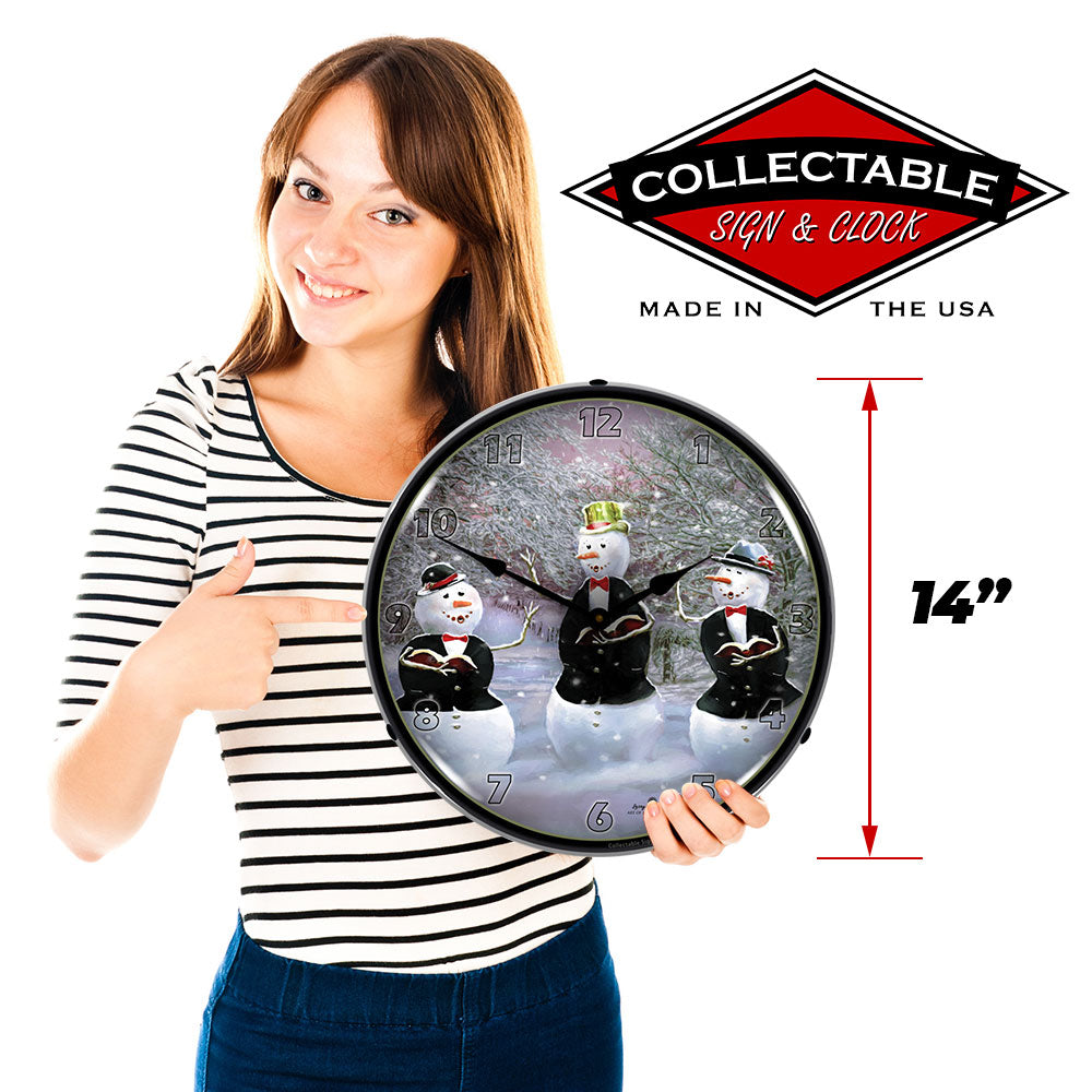 Snowman Caroling 14" LED Wall Clock