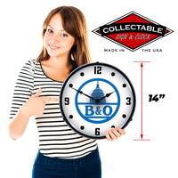 B&O Railroad, White 14" LED Wall Clock