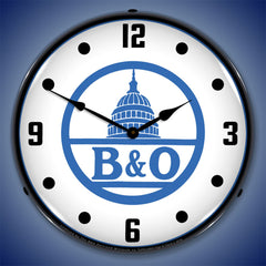 B&O Railroad, White 14" LED Wall Clock