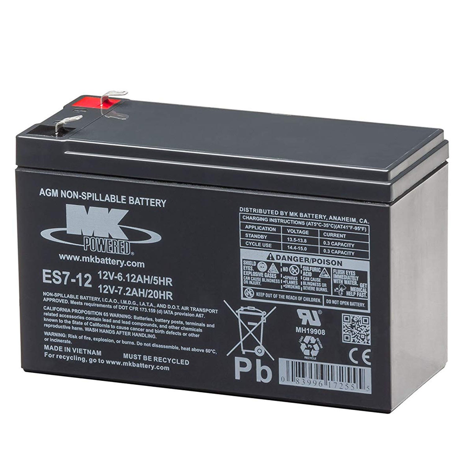 MK Battery 12V 7.2 Ah Small Sealed Lead-Acid