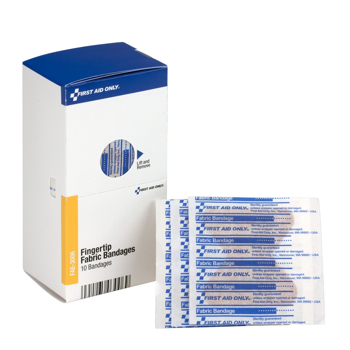 First Aid Only Smart Compliance Refill Fabric Fingertip Bandages, 10 Per Box