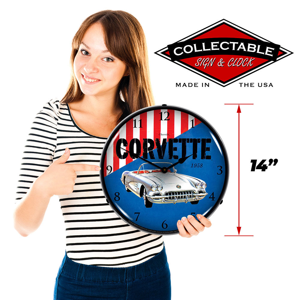 1958 Corvette 14" LED Wall Clock