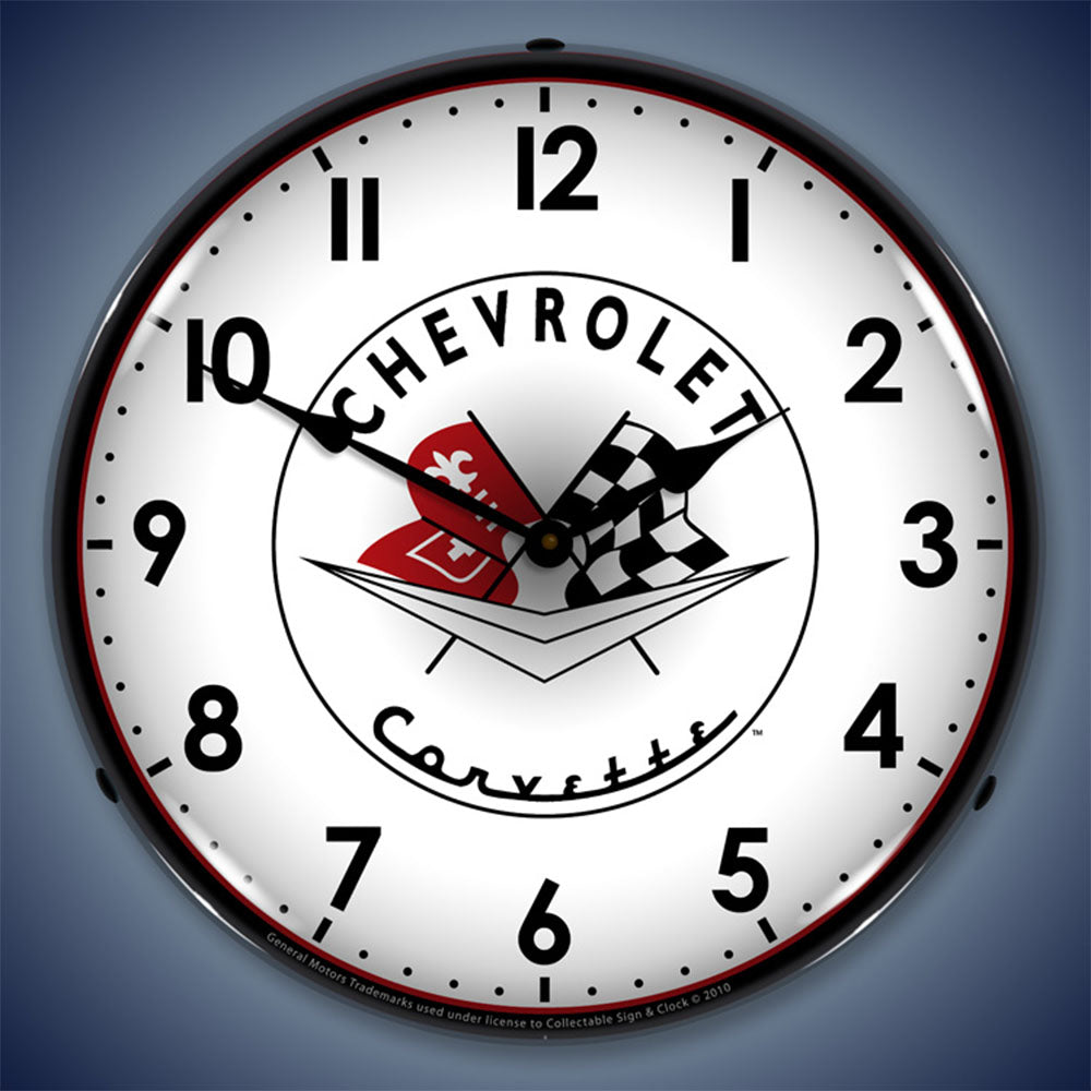 1956-57 Corvette Logo 14" LED Wall Clock
