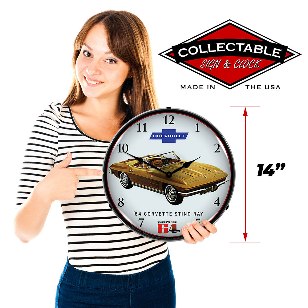1964 Corvette Sting Ray by Chevrolet 14" LED Wall Clock