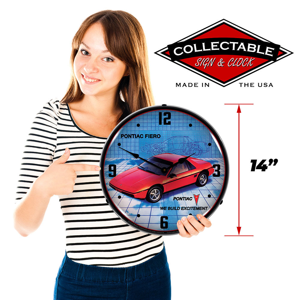 1984 Pontiac Fiero "We Build Excitement" 14" LED Wall Clock