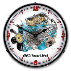 Pontiac GTO Tri Power 389 V8 14" LED Wall Clock