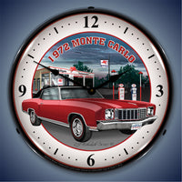 1972 Monte Carlo at Mobilgas Station Red 14" LED Wall Clock