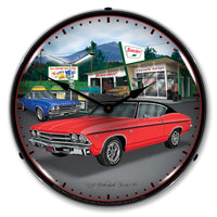 1969 Chevy Chevelle at Sinclair Garage 14" LED Wall Clock