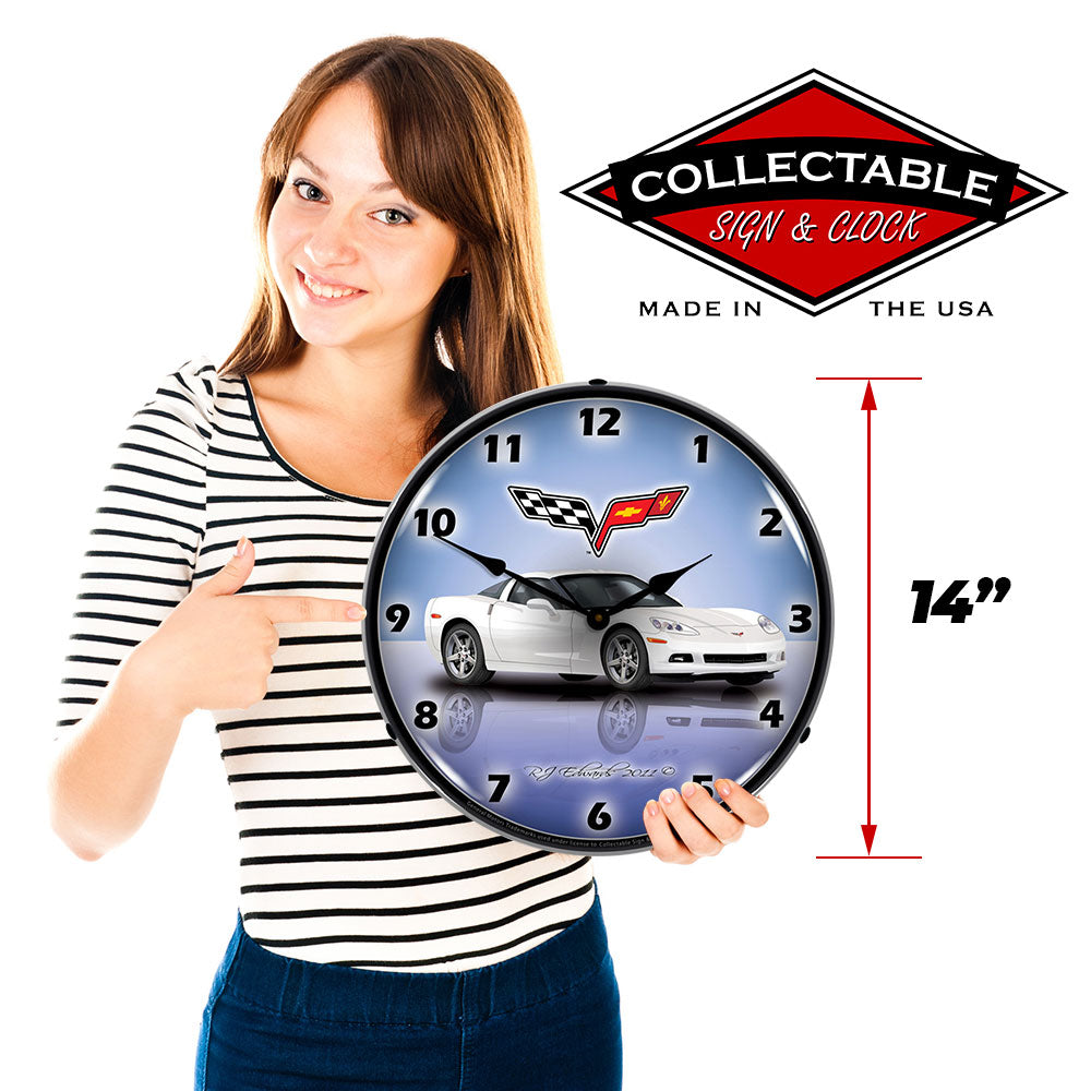 Corvette C6 Artic White 14" LED Wall Clock