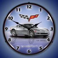 Corvette C6 Blade Silver 14" LED Wall Clock