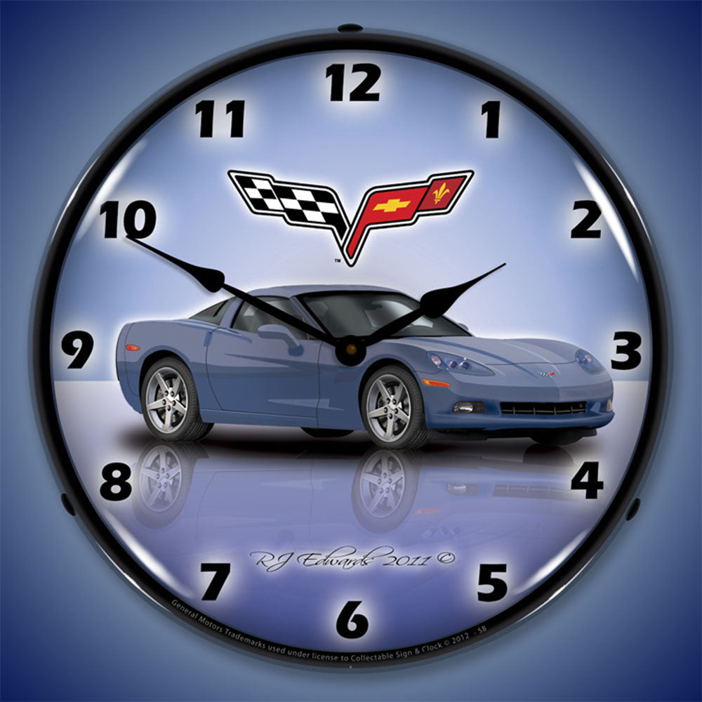 Corvette C6 Supersonic Blue 14" LED Wall Clock