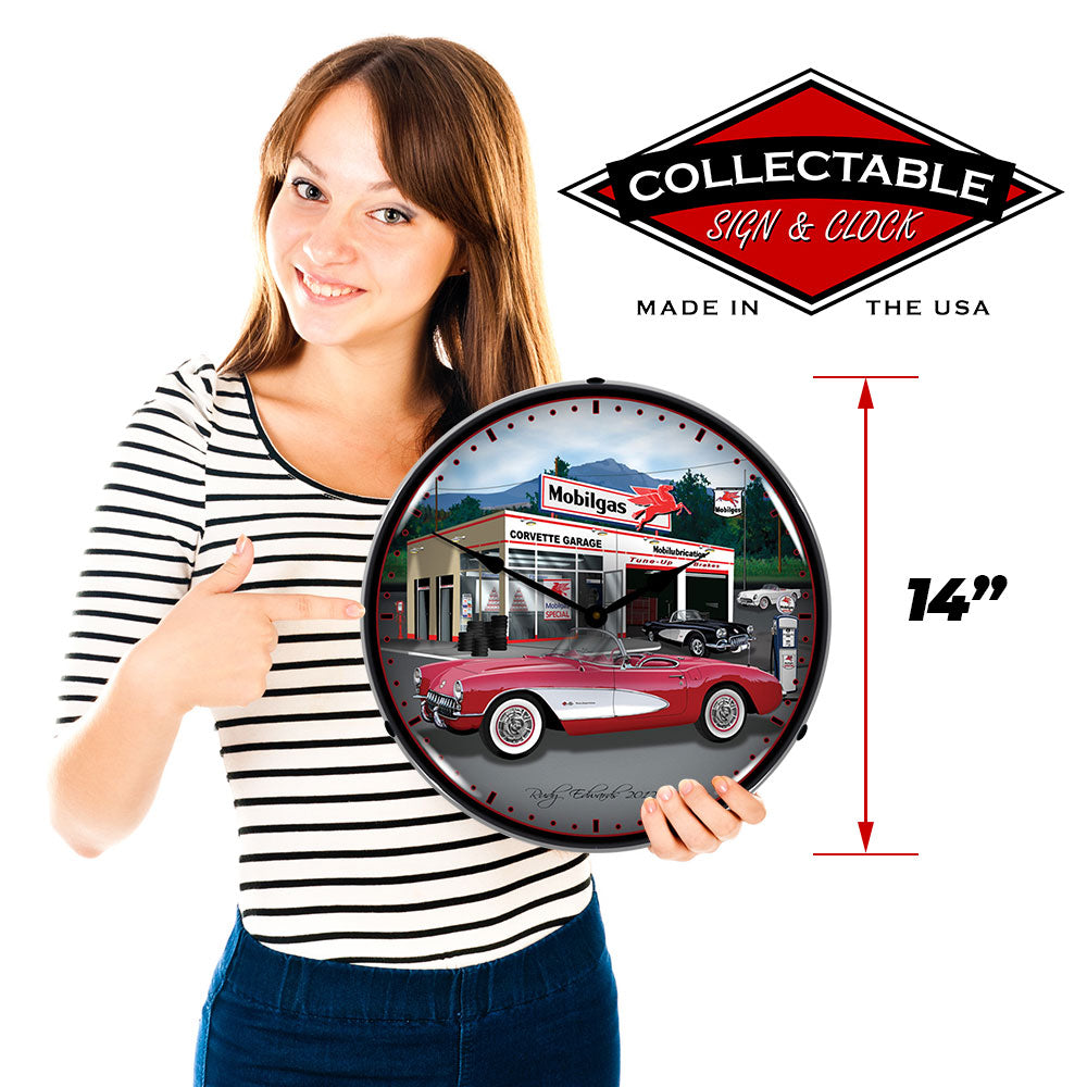 1957 Corvette Garage 14" LED Wall Clock