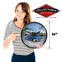 1957 Bel Air at Rocket Gas Station 14" LED Wall Clock
