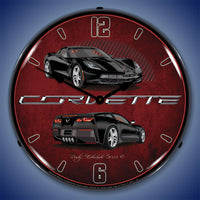 Corvette C7 Black 14" LED Wall Clock