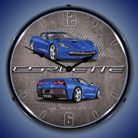 Corvette C7 Laguna Blue 14" LED Wall Clock