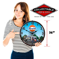 Gulf Station 14" LED Wall Clock