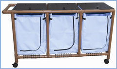 MJM Wood Tone Wide Triple Laundry Hampers
