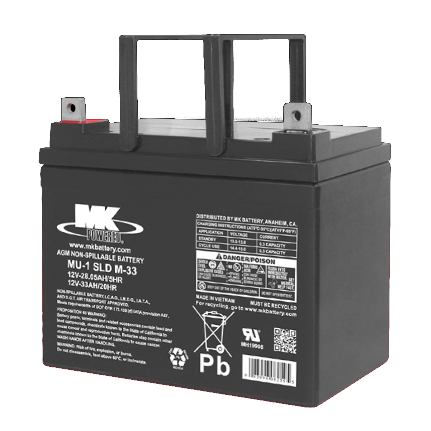 MK Battery 12V 33 Ah Sealed Lighter Duty AGM Battery