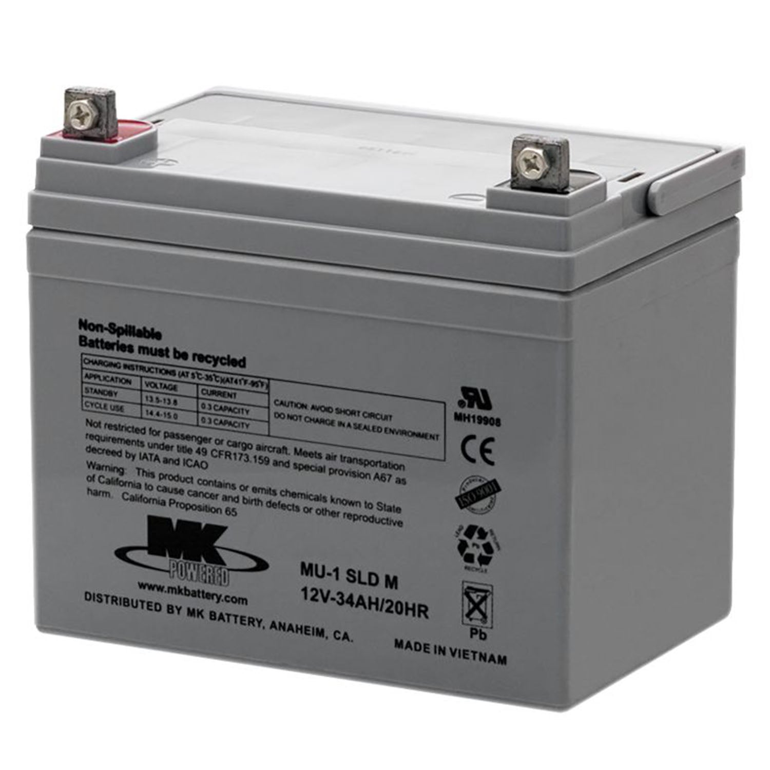 MK Battery 12V 35 Ah Premier Light Duty Sealed Gel Battery