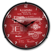 Gatling Gun Patent 14" LED Wall Clock