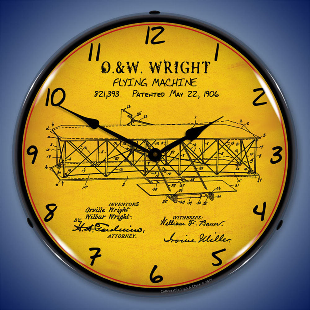 1906 Wright Flyer Patent 14" LED Wall Clock