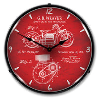 1941 Indian Motorcycle Patent 14" LED Wall Clock